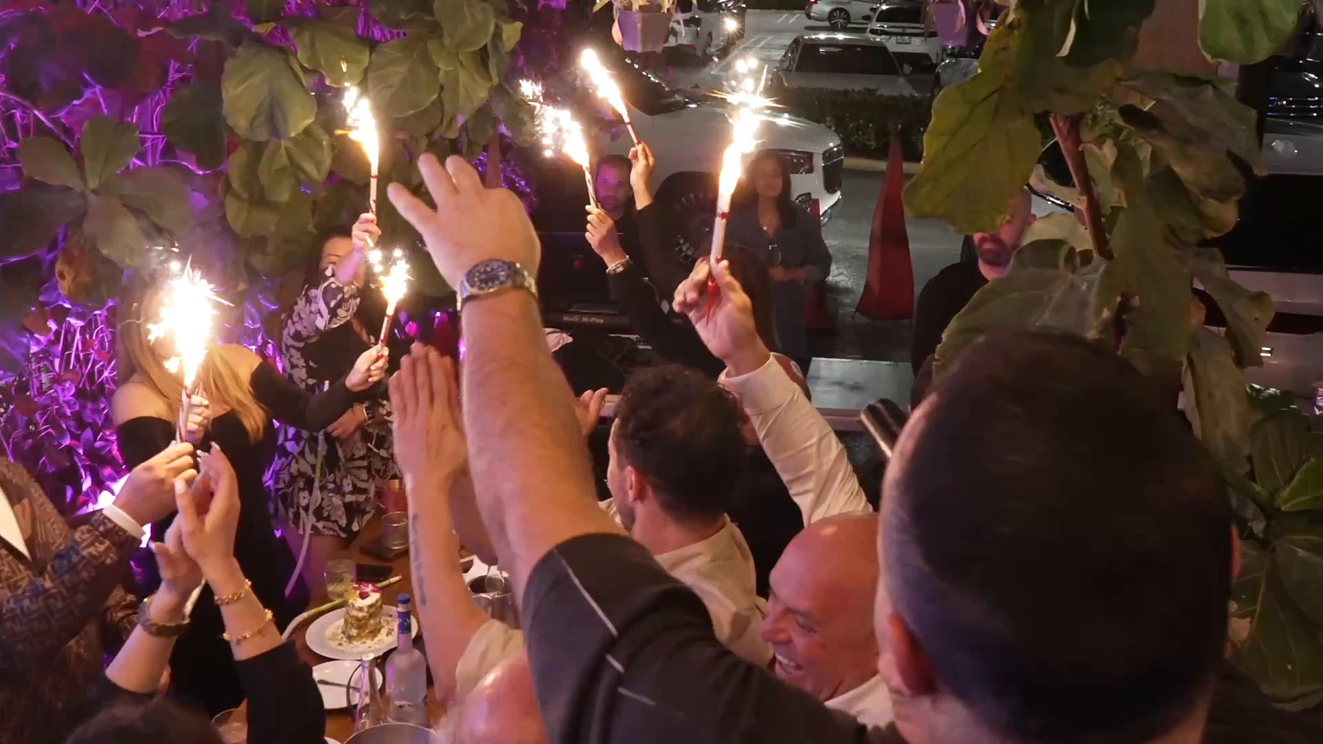 Sparkler celebration at Layali Miami