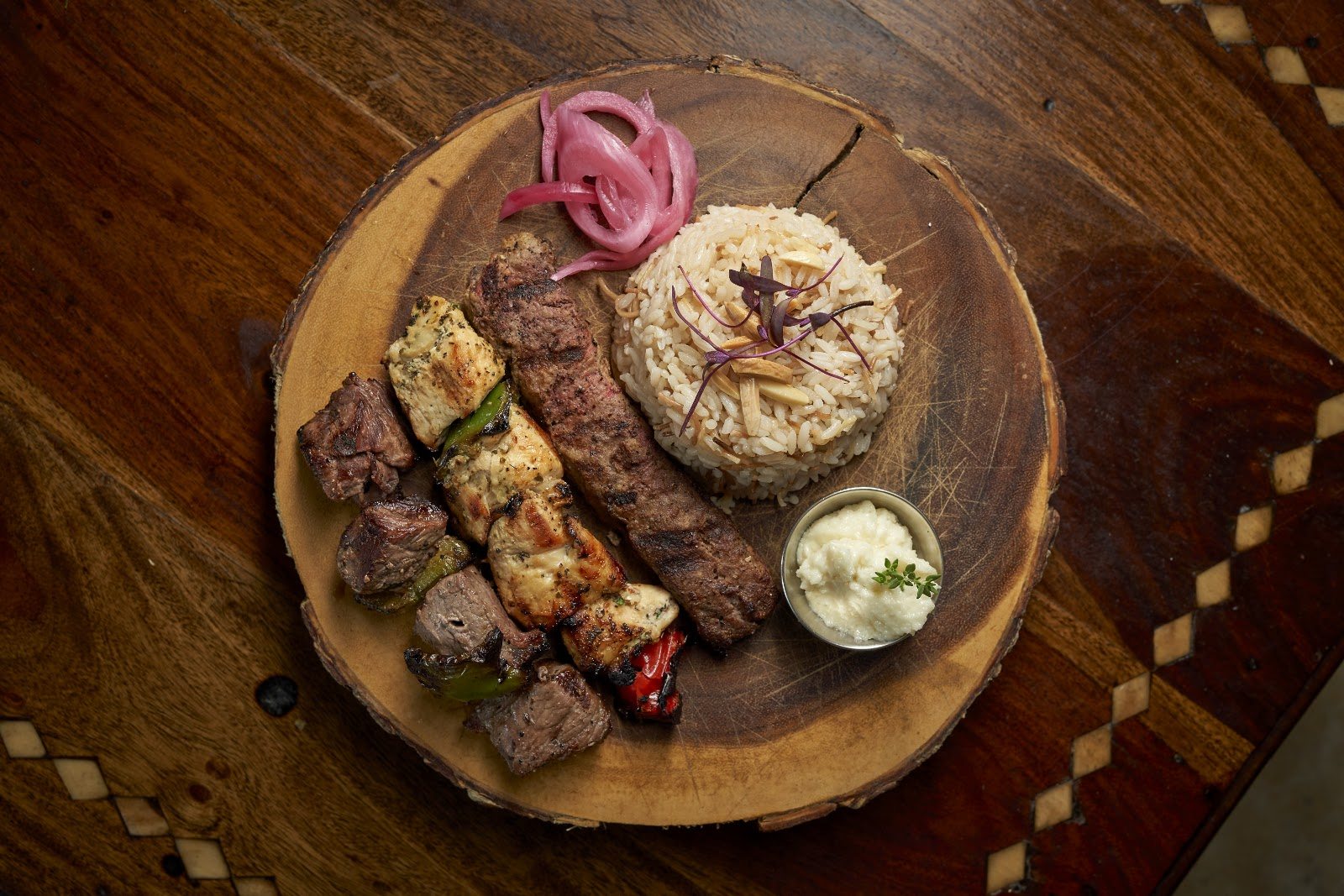 Lebanese dishes served on a shared table
